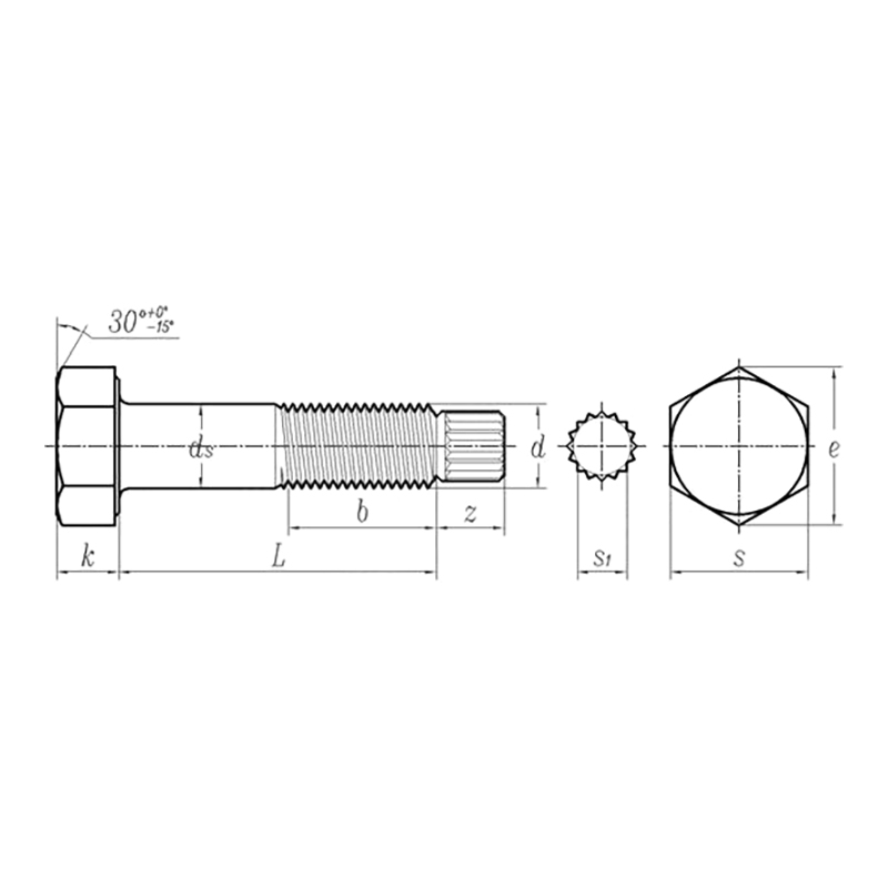 ASME B18.2.6:2019 مسمار سداسي الرأس للتحكم في التوتر عالي القوة