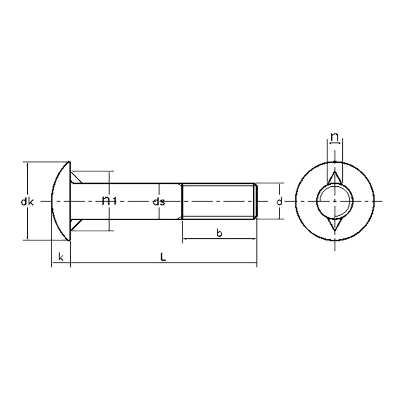 ASME/ANSI B18.5 (T5): مسمار مزدوج الرأس ذو رأس مستدير لعام 2008