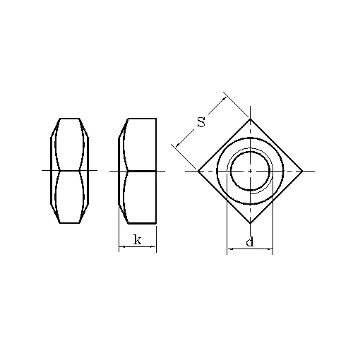 ASME/ANSI B18.2.2 (T2): صامولة مربعة 2010