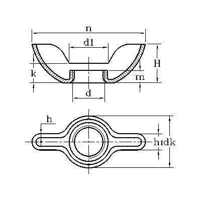 ASME/ANSI B18.6.9:2010 صامولة جناح منخفضة النوع