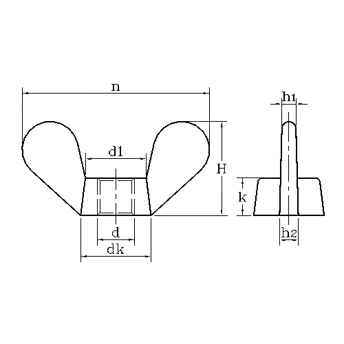 ASME/ANSI B18.6.9:2010 صامولة جناح مستديرة منخفضة النوع