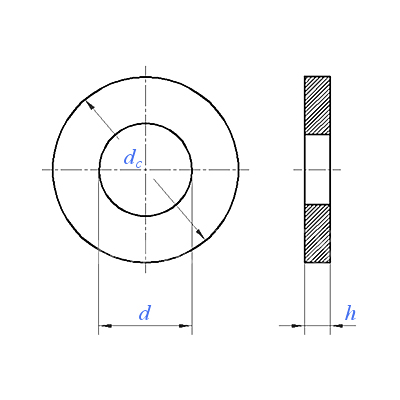 ASME/ANSI B18.21.1:2009 غسالة مسطحة من النوع A