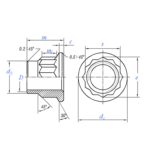 JB /T 6687:1993 صامولة شفة ذات 12 نقطة