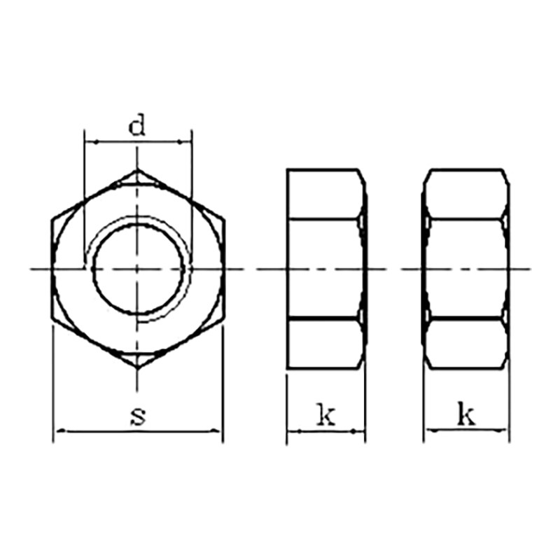 ASME/ANSI B18.2.2 (T1-1 سداسي): صامولة سداسية 2010