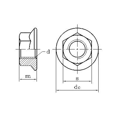 ASME/ANSI B18.2.2 (T12-HF): صامولة شفة سداسية 2010