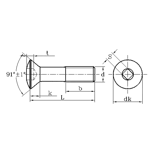 ASME/ANSI B18.6.7M: برغي محرك مربع برأس غاطس بيضاوي متري لعام 1998