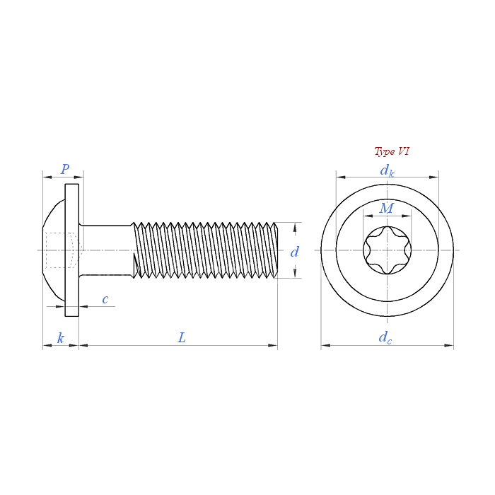ASME B18.6.3 (H12B-VI): برغي توركس ذو رأس مستدير لعام 2024