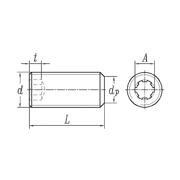 ASME/ANSI B18.3:2003 برغي تثبيت ذو نقطة مسطحة بمقبس سداسي