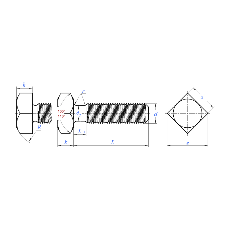 ASME/ANSI B18.6.2 (T4): برغي ضبط الرأس المربع لعام 1998