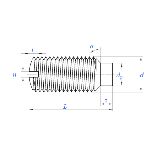 ASME/ANSI B18.6.2 (T5-dog): برغي تثبيت نقطة الكلب الكامل المشقوق لعام 1998