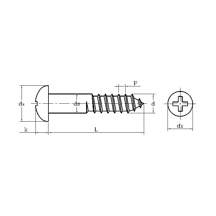 ASME/ANSI B18.6.1 (T11):1997 برغي خشبي فيليبس برأس مقلاة