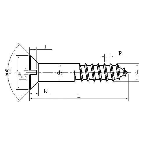 ASME/ANSI B18.6.1 (T2):1997 برغي خشبي مشقوق برأس غاطس