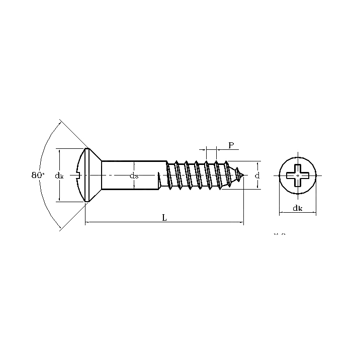 ASME/ANSI B18.6.1 (T7): برغي خشبي فيليبس برأس بيضاوي غاطس لعام 1997