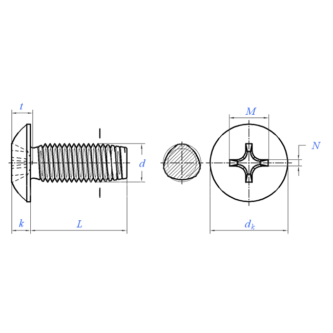 ASME B18.6.4:1998 رأس الجمالون فيليبس تشكيل الخيط برغي القفل