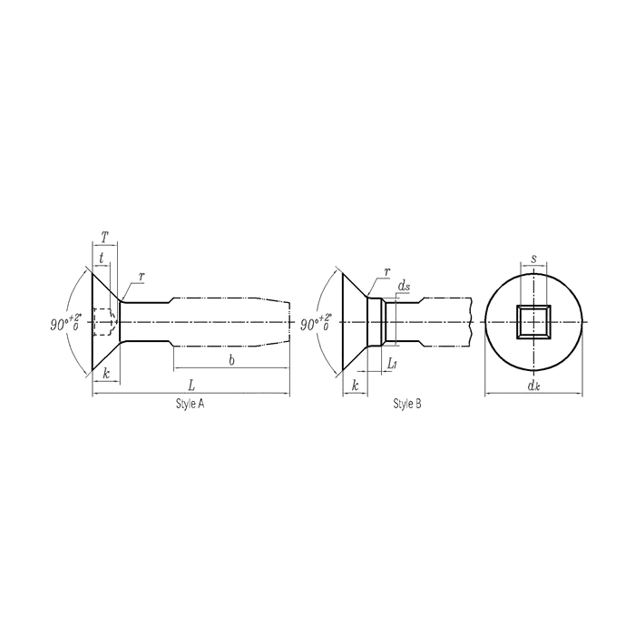 ASME B18.6.5M (T11): برغي تثبيت مربع برأس غاطس متري 2000